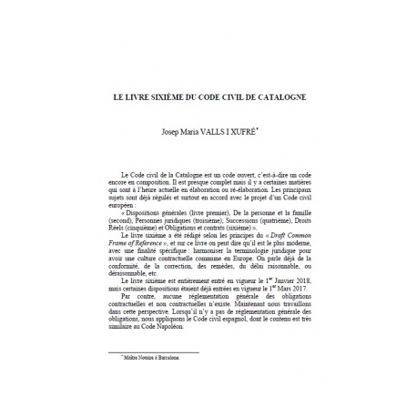 Le livre sixième du Code civil de Catalogne - VALLS I XUFRE