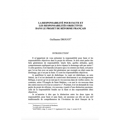 Les lignes de force du projet français de réforme de la responsabilité civile - SAINT-PAU