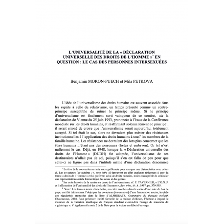 L'universalité de la "Déclaration Universelle des Droits de l'Homme" en question (...) - MORON-PUECH et PETKOVA
