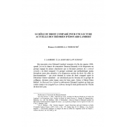 Le rôle du droit comparé pour une lecture actuelle des théories d'Édouard Lambert - Bianca GARDELLA TEDESCHI