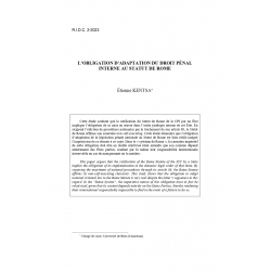 Étude : L'obligation d'adaptation du droit pénal interne au Statut de Rome - Etienne Kentsa
