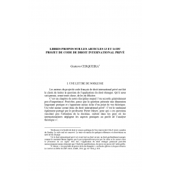 Libres propos sur les articles 13 et 14 du projet de Code de droit international privé - Gustavo CERQUEIRA