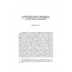 L’imprévision en droit administratif : de la jurisprudence Gaz de Bordeaux à  la loi COVID du 23 mars 2020  - DOAT