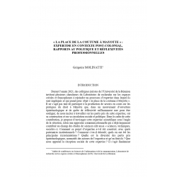 " La place de la coutume à Mayotte " : expertise en contexte post-colonial - MOLINATTI