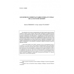 Les sources communautaires UEMOA et CEMAC de la faute de gestion - FERMOSE & NYANGOE