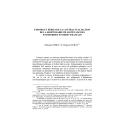 Espoirs et périls de la contractualisation de la responsabilité sociétale des entreprise en droit français - TIREL & LERAY