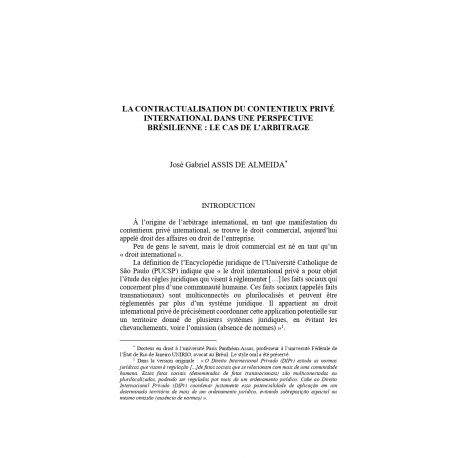 La contractualisation du contentieux privé international dans une perspective brésilienne - ASSIS DE ALMEIDA