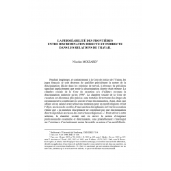 La perméabilité des frontières entre discrimination directe et indirecte dans les relations de travail - MOIZARD