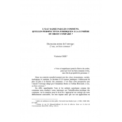 L'eau saisie par les communs. Quelles perspectives juridiques à la lumière du droit comparé ? - CHIU
