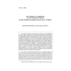 Succession à la personne ou succession aux biens - BOUSSAMA & QUIEVY
