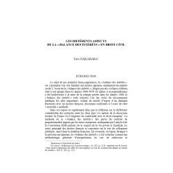 Les différents aspects de la "balance des intérêts" en droit civil - NAKAHARA