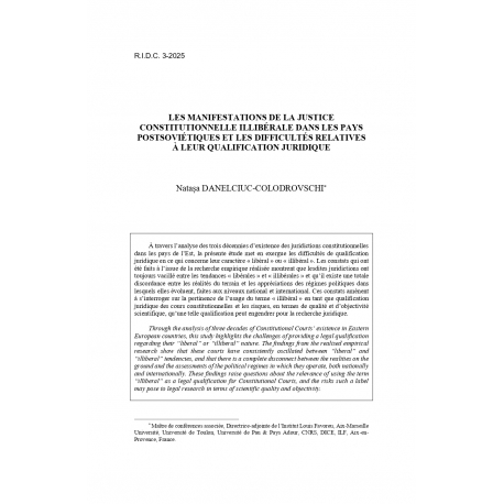 Les manifestations de la justice constitutionnelle illibérale dans les pays postsoviétiques - DANELCIUC-COLODROVSCHI