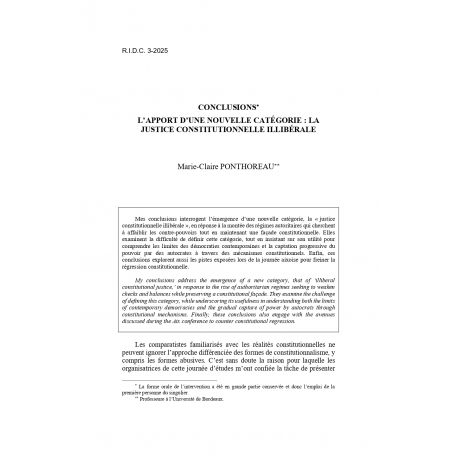 Conclusions - L'apport d'une nouvelle catégorie : la justice constitutionnelle illibérale - PONTHOREAU