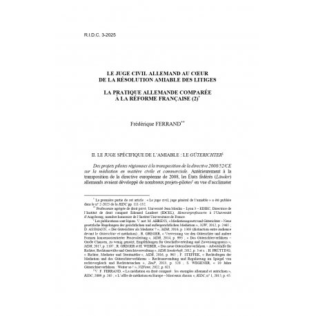 Le juge civil allemand au cœur de la résolution amiable des litiges - FERRAND