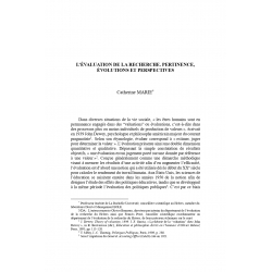 L'évaluation de la recherche, pertinence, évolutions et perspectives - MARIE