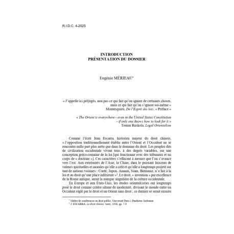 Introduction. Présentation du dossier - MERIEAU