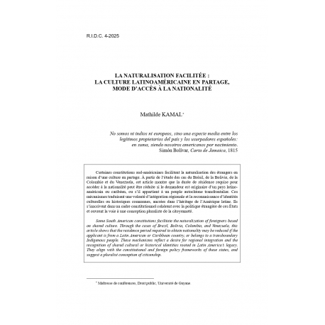 La naturalisation facilitée : la culture latinoaméricaine en partage, mode d'accès à la nationalité - KAMAL