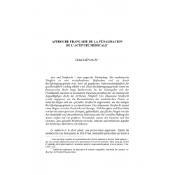 Approche française de la pénalisation de l'activité médicale - LIEVAUX