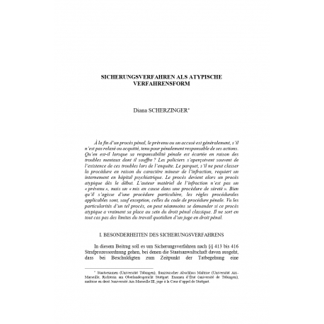Sicherungsverfahren als atypische verfahrensform - SCHERZINGER