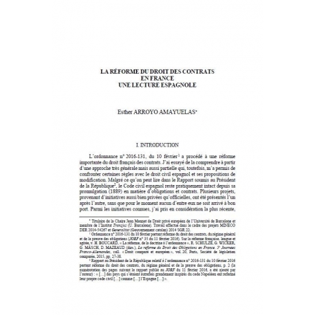 La réforme du droit des contrats en France, une lecture espagnole - ARROYO AMAYUELAS